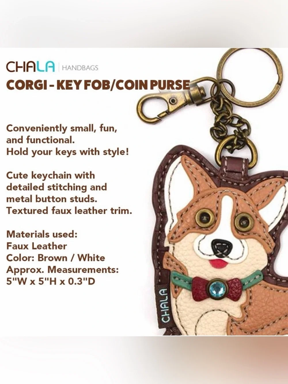 NEW CHALA Corgi Key Fob Coin Purse